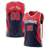 Custom Team Design Red & Navy Blue Colors Design Sports Basketball Jersey