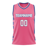 Custom Team Design Pink & Royal Blue Colors Design Sports Basketball Jersey BS00WW022519