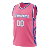 Custom Team Design Pink & Royal Blue Colors Design Sports Basketball Jersey BS00WW022519