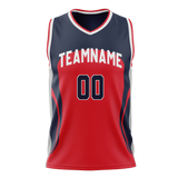 Custom Team Design Navy Blue & Red Colors Design Sports Basketball Jersey BS00WW061809