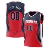 Custom Team Design Navy Blue & Red Colors Design Sports Basketball Jersey