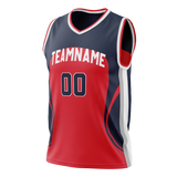 Custom Team Design Navy Blue & Red Colors Design Sports Basketball Jersey BS00WW061809