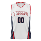 Custom Team Design White & Navy Blue Colors Design Sports Basketball Jersey BS00WW090218