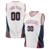 Custom Team Design White & Navy Blue Colors Design Sports Basketball Jersey BS00WW090218