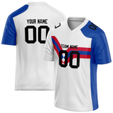 Custom Team Design White & Blue Colors Design Sports Football Jersey FT00BB070220