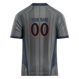 Custom Team Design Gray & Navy Blue Colors Design Sports Football Jersey FT00DB070318