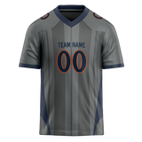 Custom Team Design Gray & Navy Blue Colors Design Sports Football Jersey FT00DB070318