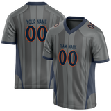 Custom Team Design Gray & Navy Blue Colors Design Sports Football Jersey