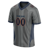 Custom Team Design Gray & Navy Blue Colors Design Sports Football Jersey FT00DB070318