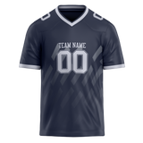 Custom Team Design Navy Blue & Silver Colors Design Sports Football Jersey FT00DC011804