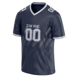 Custom Team Design Navy Blue & Silver Colors Design Sports Football Jersey FT00DC011804