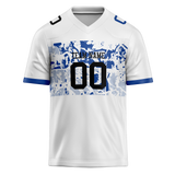 Custom Team Design White & Royal Blue Colors Design Sports Football Jersey FT00DC070219