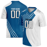 Custom Team Design White & Blue Colors Design Sports Football Jersey