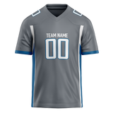 Custom Team Design Gray & Blue Colors Design Sports Football Jersey FT00DL020320