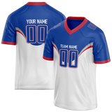 Custom Team Design White & Blue Colors Design Sports Football Jersey FT00DL040220