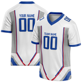 Custom Team Design White & Royal Blue Colors Design Sports Football Jersey