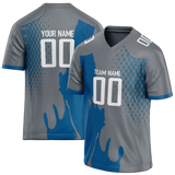 Custom Team Design Gray & Blue Colors Design Sports Football Jersey