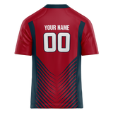 Custom Team Design Red & Navy Blue Colors Design Sports Football Jersey FT00HT010918