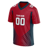 Custom Team Design Red & Navy Blue Colors Design Sports Football Jersey FT00HT010918