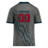 Custom Team Design Gray & Dark Aqua Colors Design Sports Football Jersey FT00HT050316