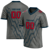 Custom Team Design Gray & Dark Aqua Colors Design Sports Football Jersey FT00HT050316