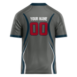 Custom Team Design Gray & Navy Blue Colors Design Sports Football Jersey FT00HT090318