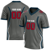 Custom Team Design Gray & Navy Blue Colors Design Sports Football Jersey FT00HT090318