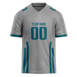 Custom Team Design Silver & Dark Aqua Colors Design Sports Football Jersey FT00JJ050416