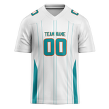 Custom Team Design White & Teal Colors Design Sports Football Jersey FT00MD010217