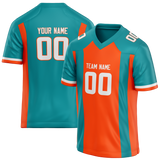 Custom Team Design Teal & Orange Colors Design Sports Football Jersey