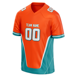 Custom Team Design Orange & Teal Colors Design Sports Football Jersey FT00MD091017