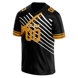 Custom Team Design Black & Light Orange Colors Design Sports Football Jersey FT00NEP030111