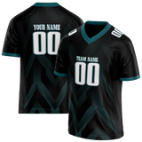 Custom Team Design Black & Dark Aqua Colors Design Sports Football Jersey