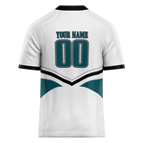 Custom Team Design White & Dark Aqua Colors Design Sports Football Jersey FT00PE030216