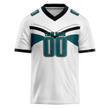 Custom Team Design White & Dark Aqua Colors Design Sports Football Jersey FT00PE030216