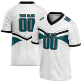 Custom Team Design White & Dark Aqua Colors Design Sports Football Jersey