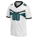 Custom Team Design White & Dark Aqua Colors Design Sports Football Jersey FT00PE030216