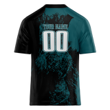 Custom Team Design Black & Dark Aqua Colors Design Sports Football Jersey FT00PE090116