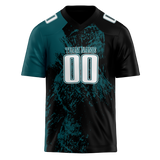 Custom Team Design Black & Dark Aqua Colors Design Sports Football Jersey FT00PE090116