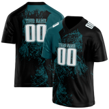 Custom Team Design Black & Dark Aqua Colors Design Sports Football Jersey