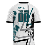 Custom Team Design White & Dark Aqua Colors Design Sports Football Jersey FT00PE100216