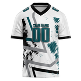 Custom Team Design White & Dark Aqua Colors Design Sports Football Jersey FT00PE100216