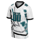 Custom Team Design White & Dark Aqua Colors Design Sports Football Jersey FT00PE100216