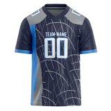 Custom Team Design Navy Blue & Silver Colors Design Sports Football Jersey FT00TT071804