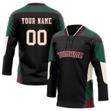 Custom Team Design Black & Kelly Green Colors Design Sports Hockey Jersey