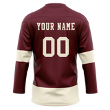 Custom Team Design Maroon & Cream Colors Design Sports Hockey Jersey HK00CB030805