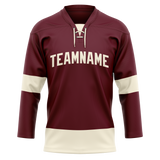 Custom Team Design Maroon & Cream Colors Design Sports Hockey Jersey HK00AC030805