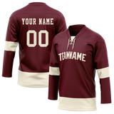 Custom Team Design Maroon & Cream Colors Design Sports Hockey Jersey