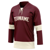 Custom Team Design Maroon & Cream Colors Design Sports Hockey Jersey HK00AC030805