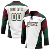 Custom Team Design White & Kelly Green Colors Design Sports Hockey Jersey